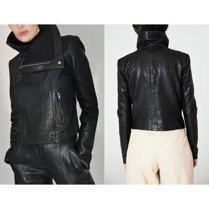 $928 VEDA Black Max Classic Leather Moto Biker Jacket size Medium